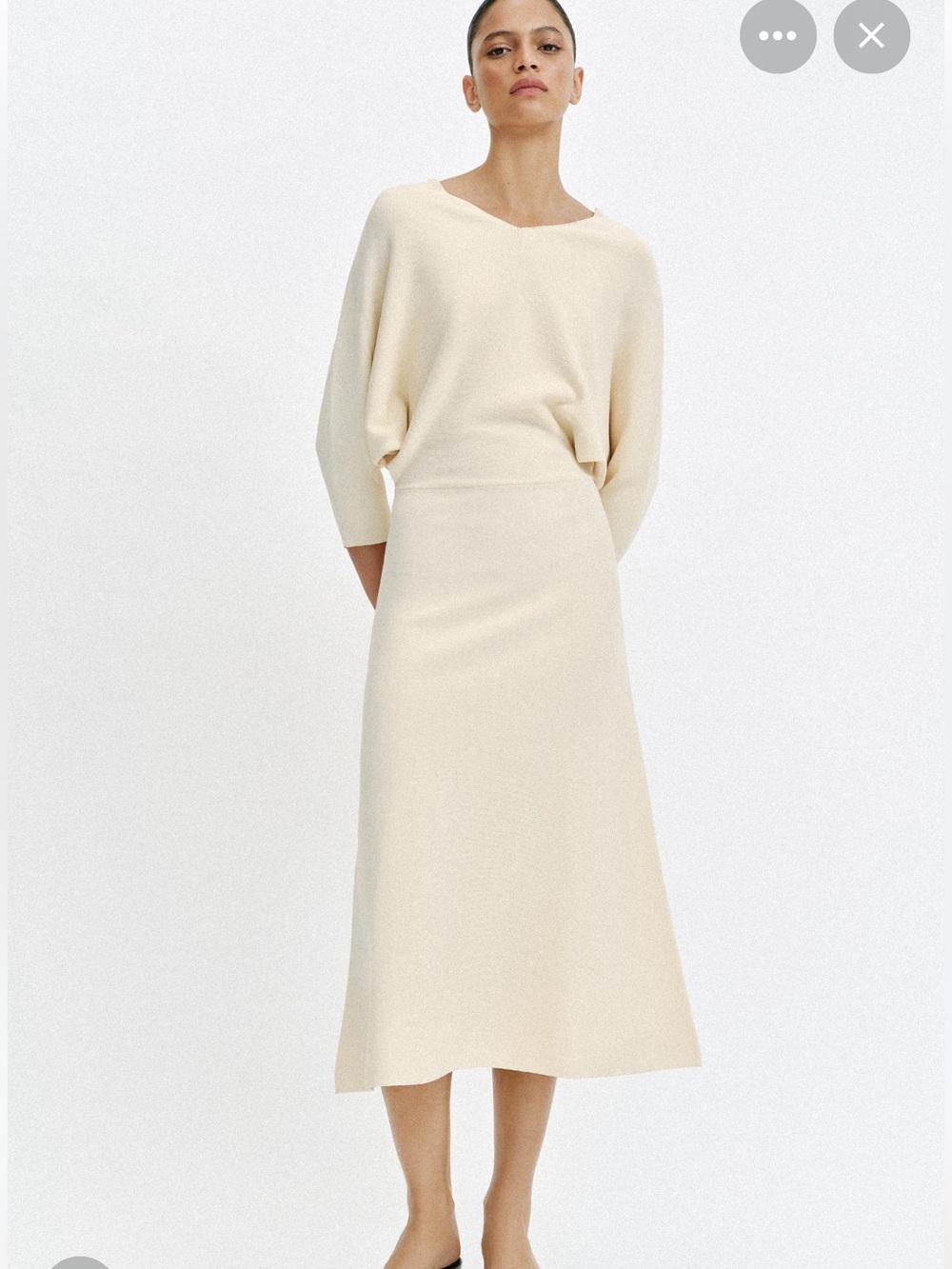ZARA Cream Midi Dress — Minimal Knit A-Line